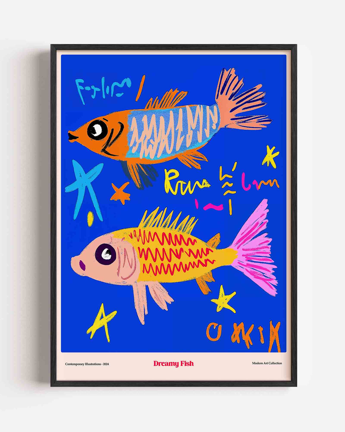 Vissen en sterren – Pop Art en Streetart portret poster als wanddecoratie