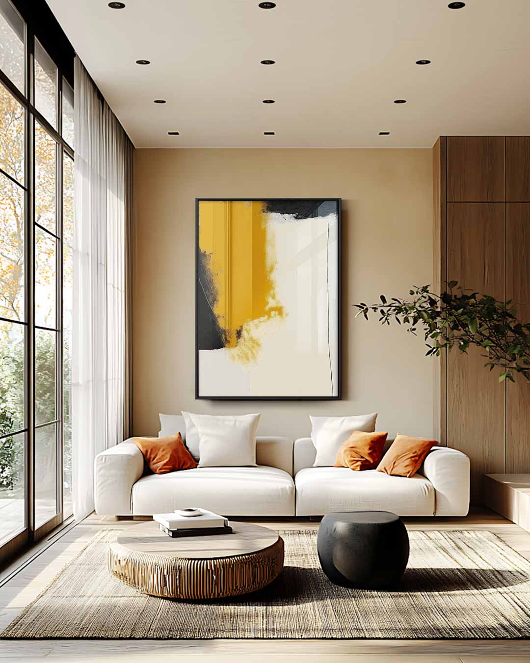 Stroom van Oker – staande wandkunst voor woonkamer of interieur