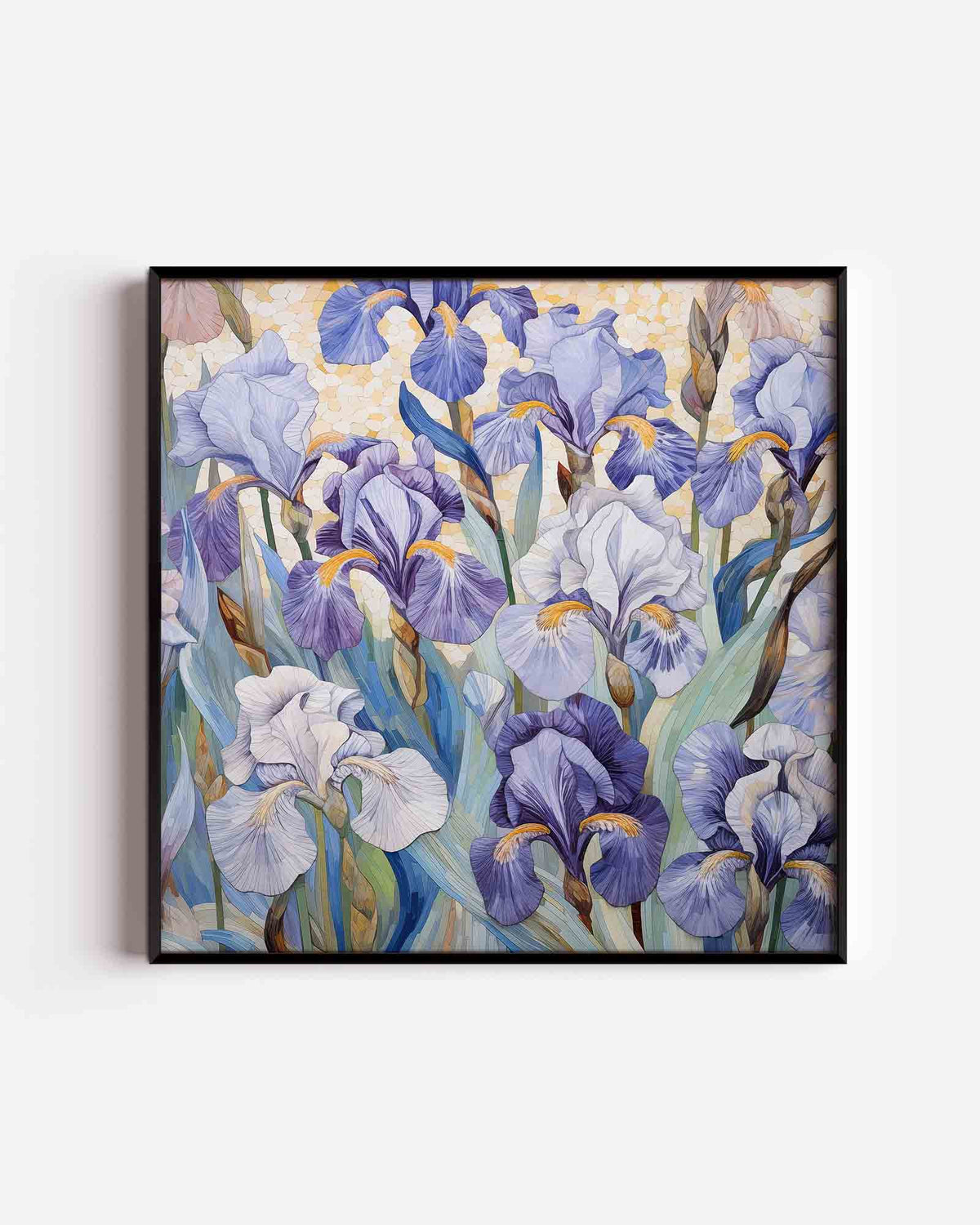 Paarse irissen – bloemen vierkante poster als wanddecoratie