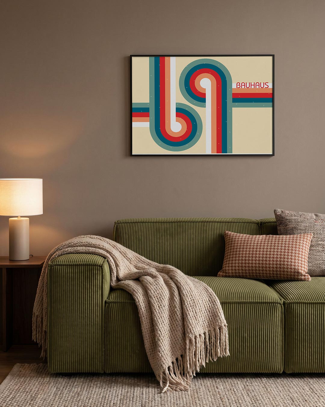 Kleurrijke lijnen – geometrische Bauhaus poster in liggend formaat