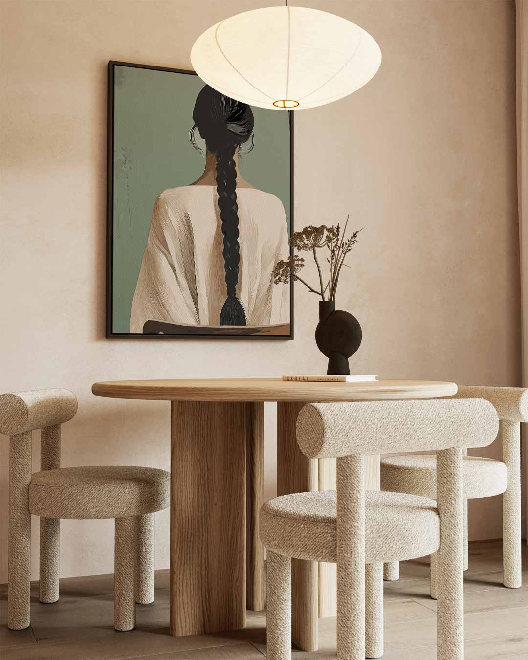 Vrouw met Vlecht – canvas wanddecoratie in portret formaat