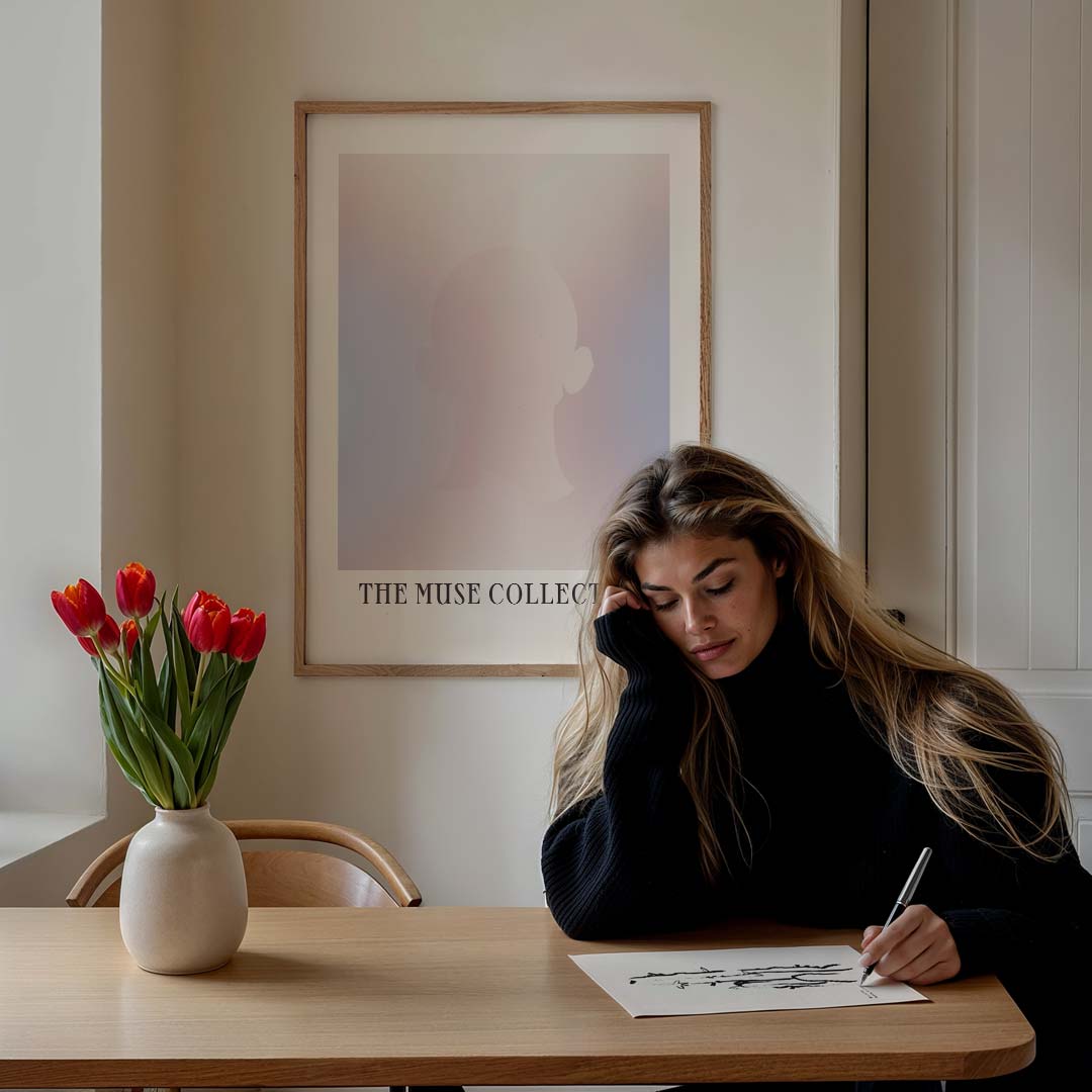 Schilderachtige Pastel Silhouette – staande muurposter met mindfulness uitstraling