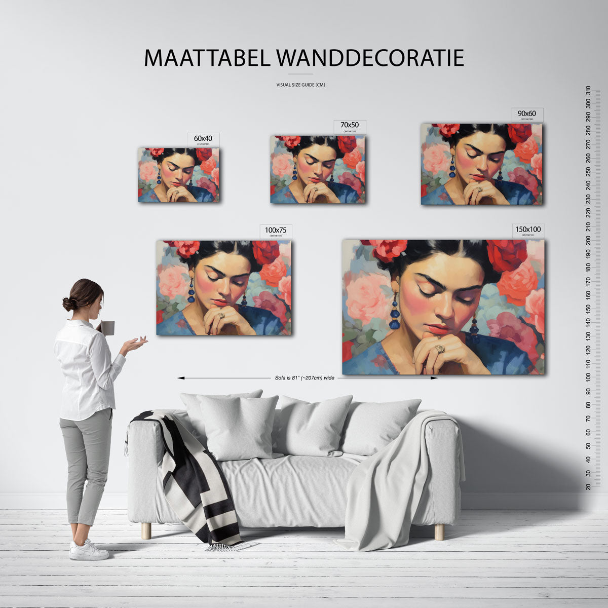Portretstudie – moderne liggende wanddecoratie