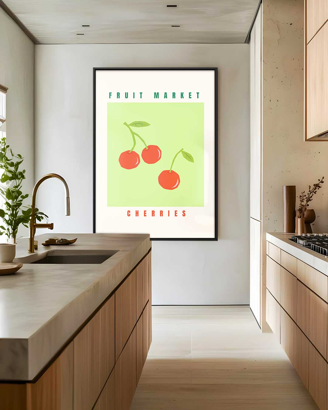 Fruitmarkt Kersenposter – staand kunstwerk voor modern interieur