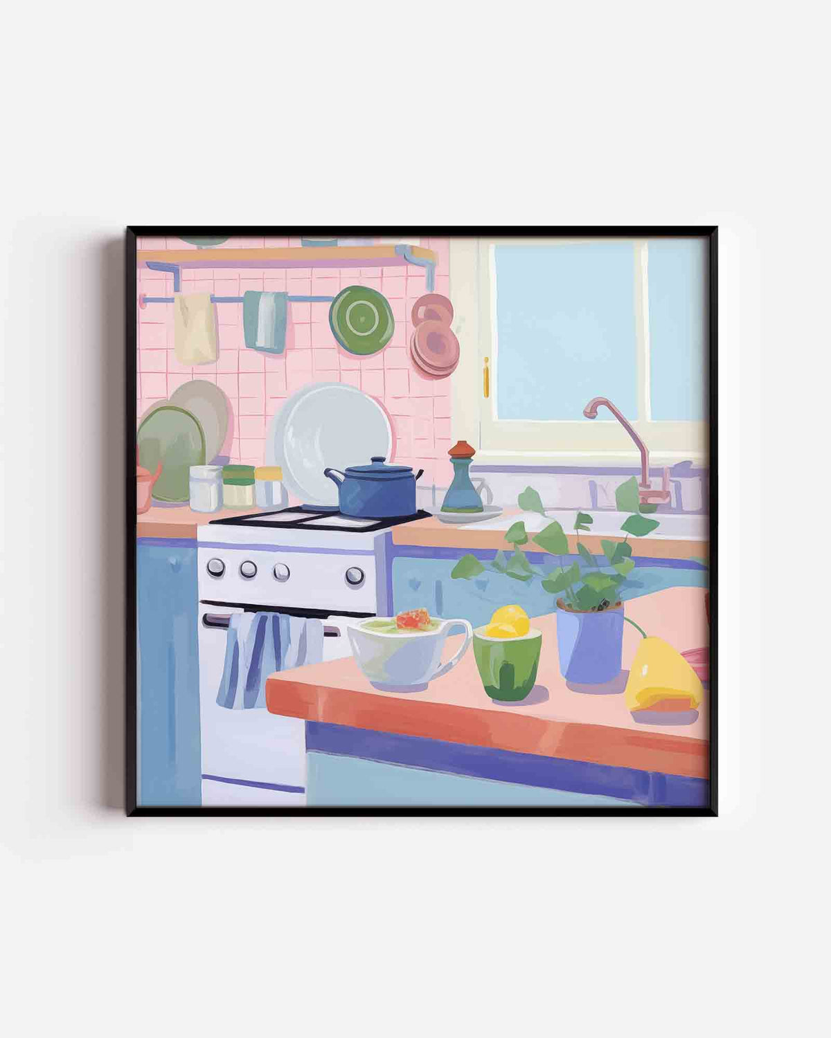 Keuken met servies – keuken vierkante poster als wanddecoratie