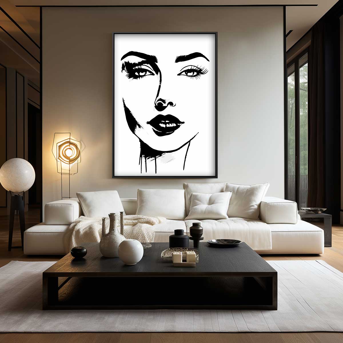 Minimalistisch Portret in Zwart-Wit – kunstwerk met zwarte baklijst