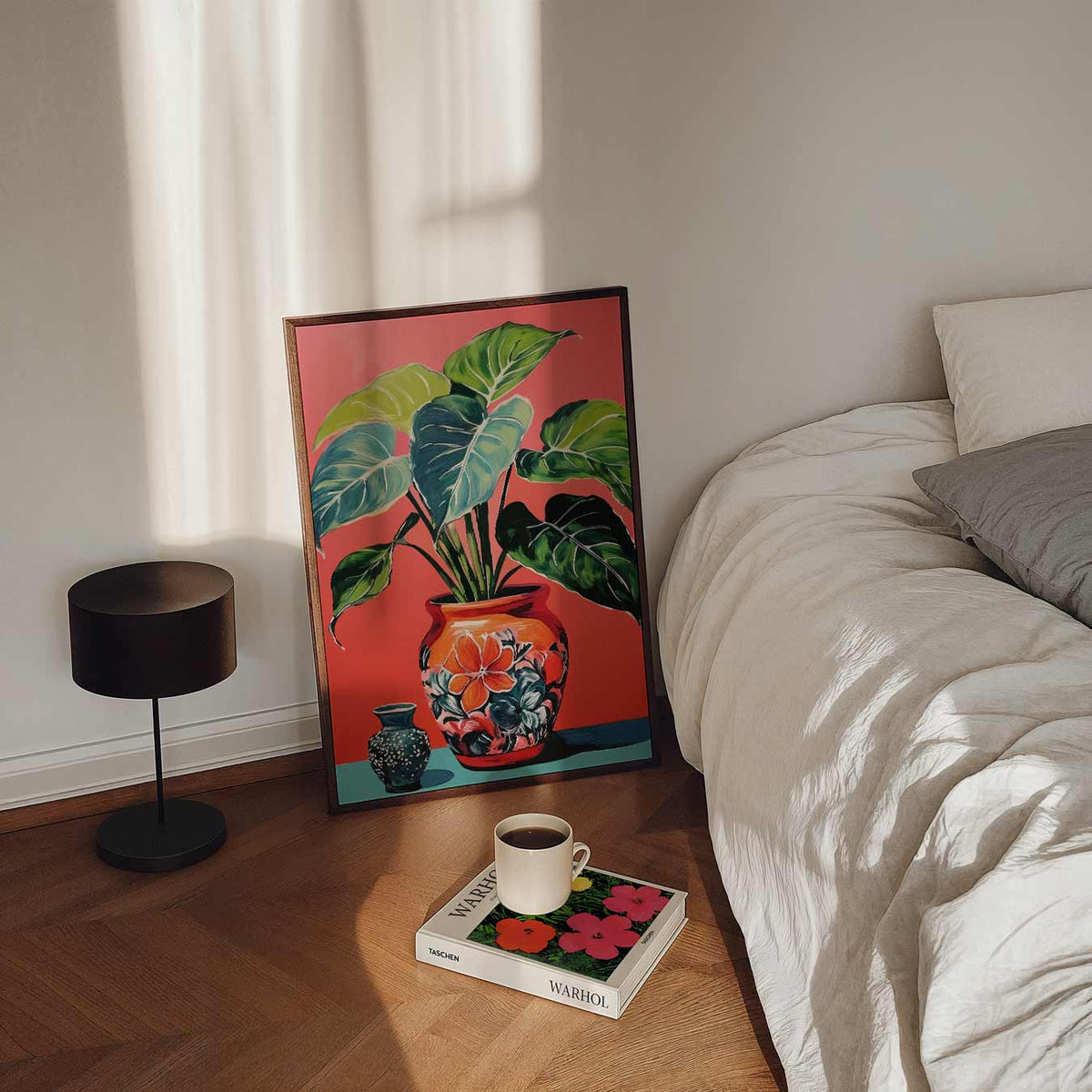 Tropische Bladeren in Stijlvolle Vaas – staande bloemen wanddecoratie van WallArtistic
