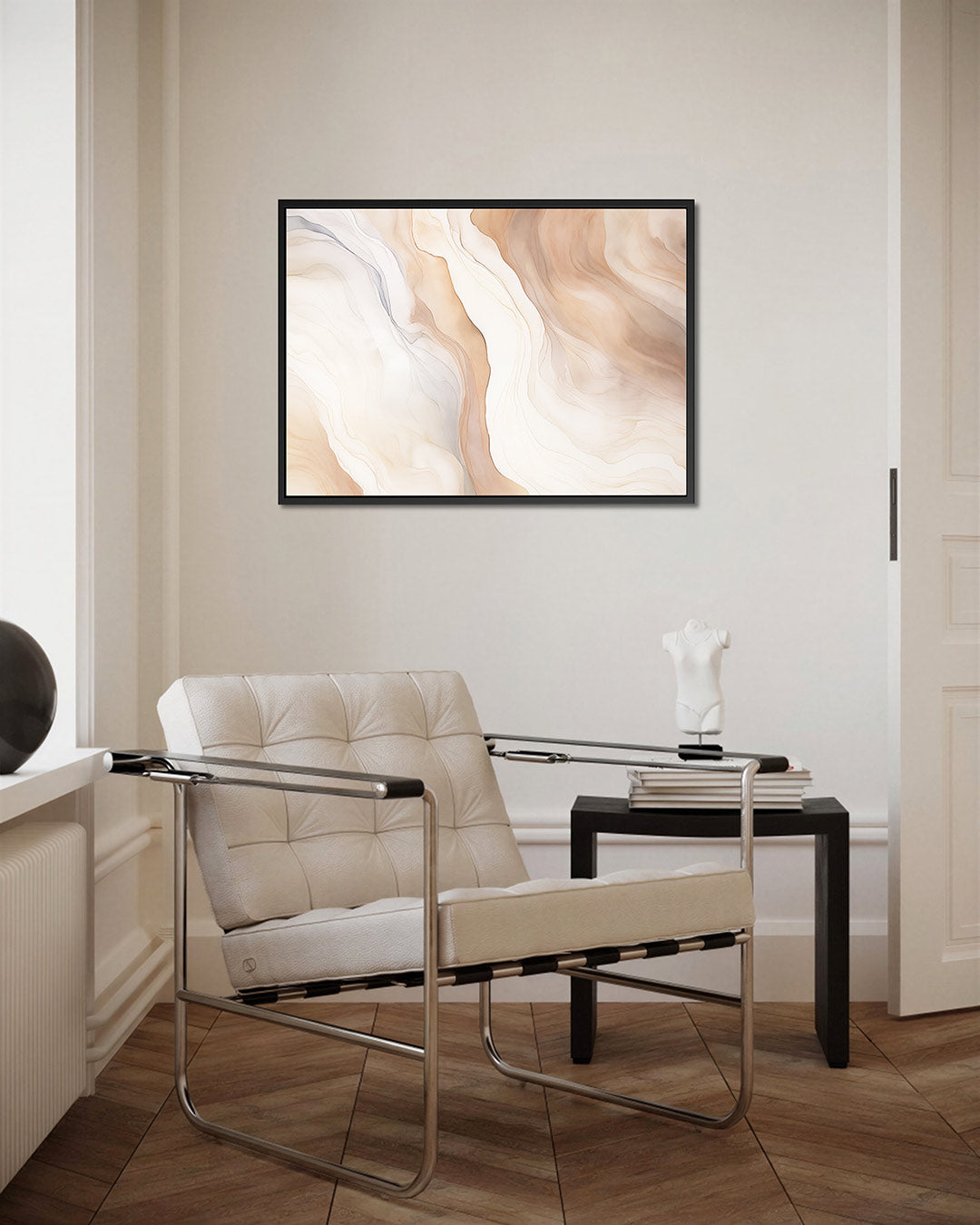 Organische lijnen – Beige – kunstwerk op canvas, dibond of plexiglas