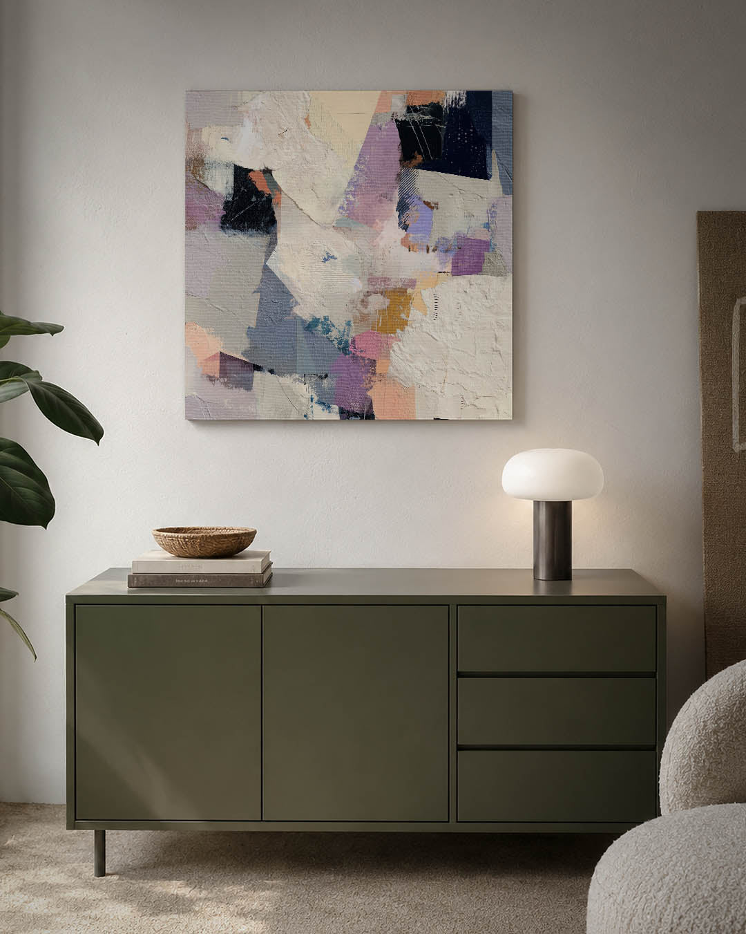 Dynamische kleurencompositie kunstwerk – detailweergave – dit kunstwerk toont een levendige mix van vormen en kleuren, met