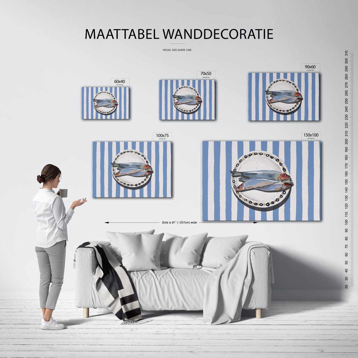Gestreepte vis compositie – kunstwerk op canvas, dibond of plexiglas