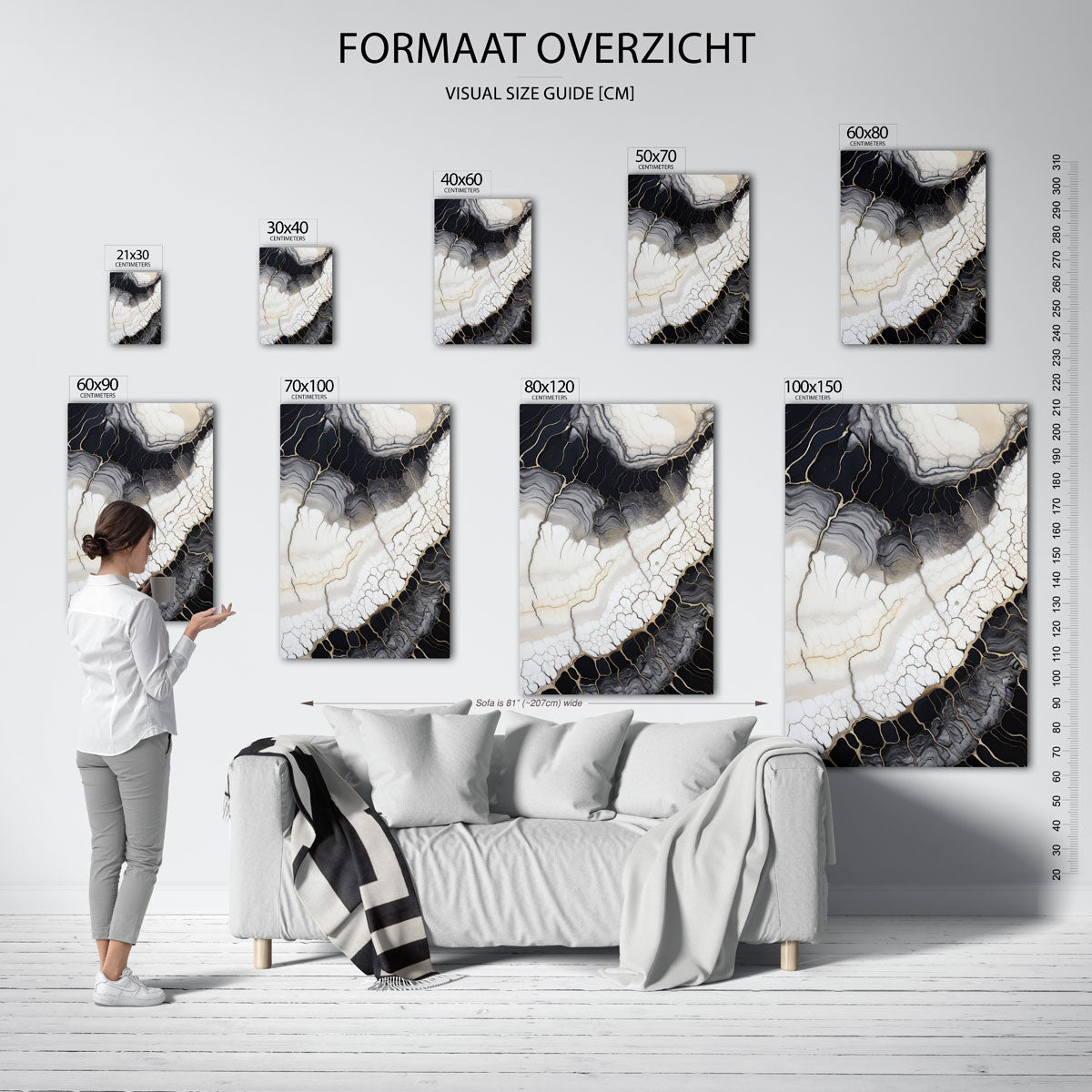 Abstracte lijnen en patronen – staande muurposter met zachte abstracte vormen