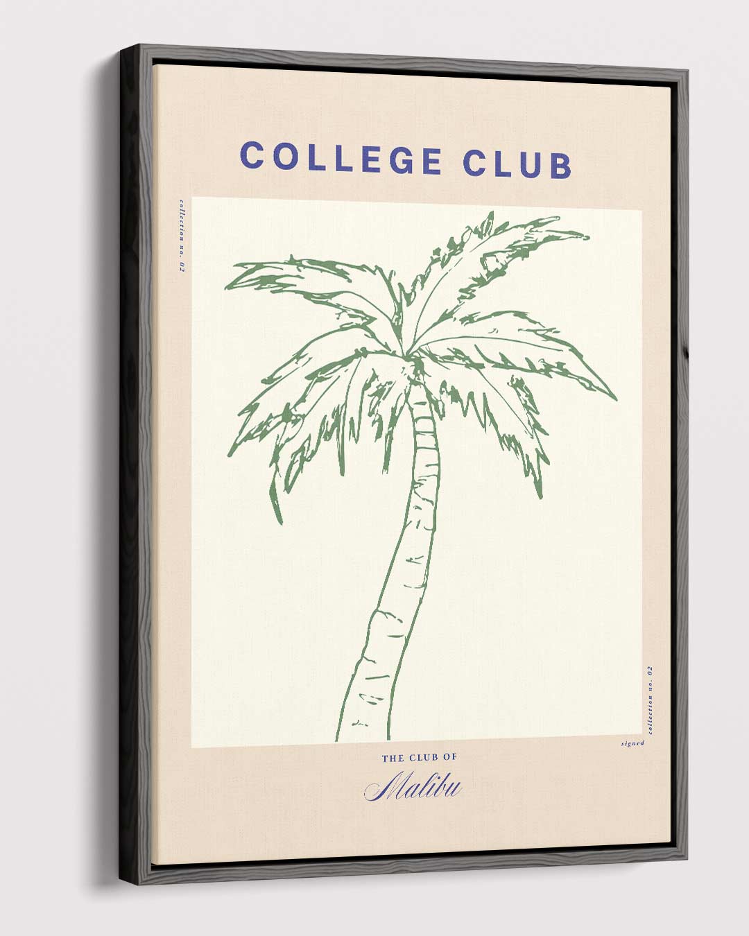 College Club Palmboom Art Print – canvas wanddecoratie in portret formaat