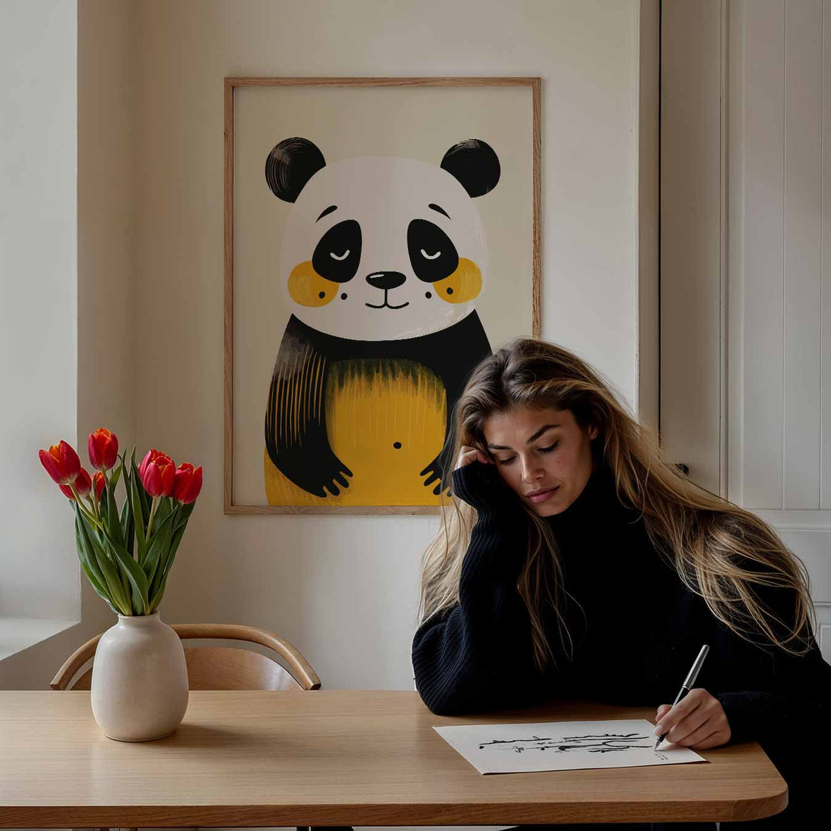 Schattige Dromerige Panda – staande muurposter voor de kinderkamer