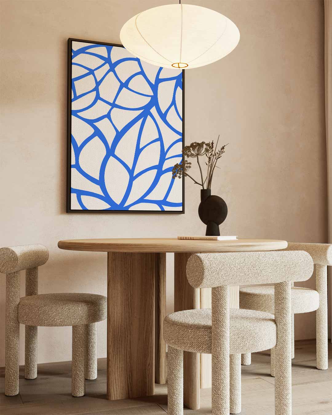 Abstract Blauw Kunstwerk – kunstwerk met zwarte baklijst
