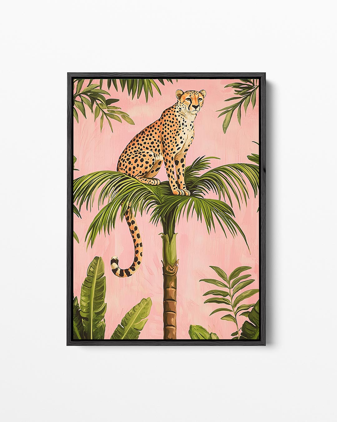 Luipaard op palm – staand wanddecoratie kunstwerk