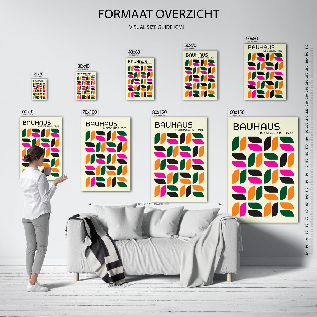 Vormritme en kleur – geometrische poster in Bauhaus-stijl van WallArtistic