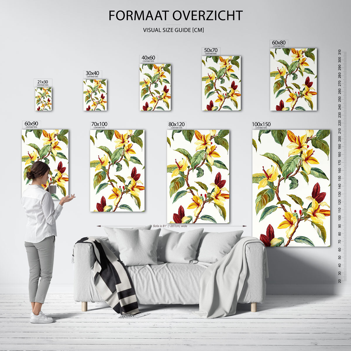 Bloemen en bladeren – staande muurposter met jungle thema