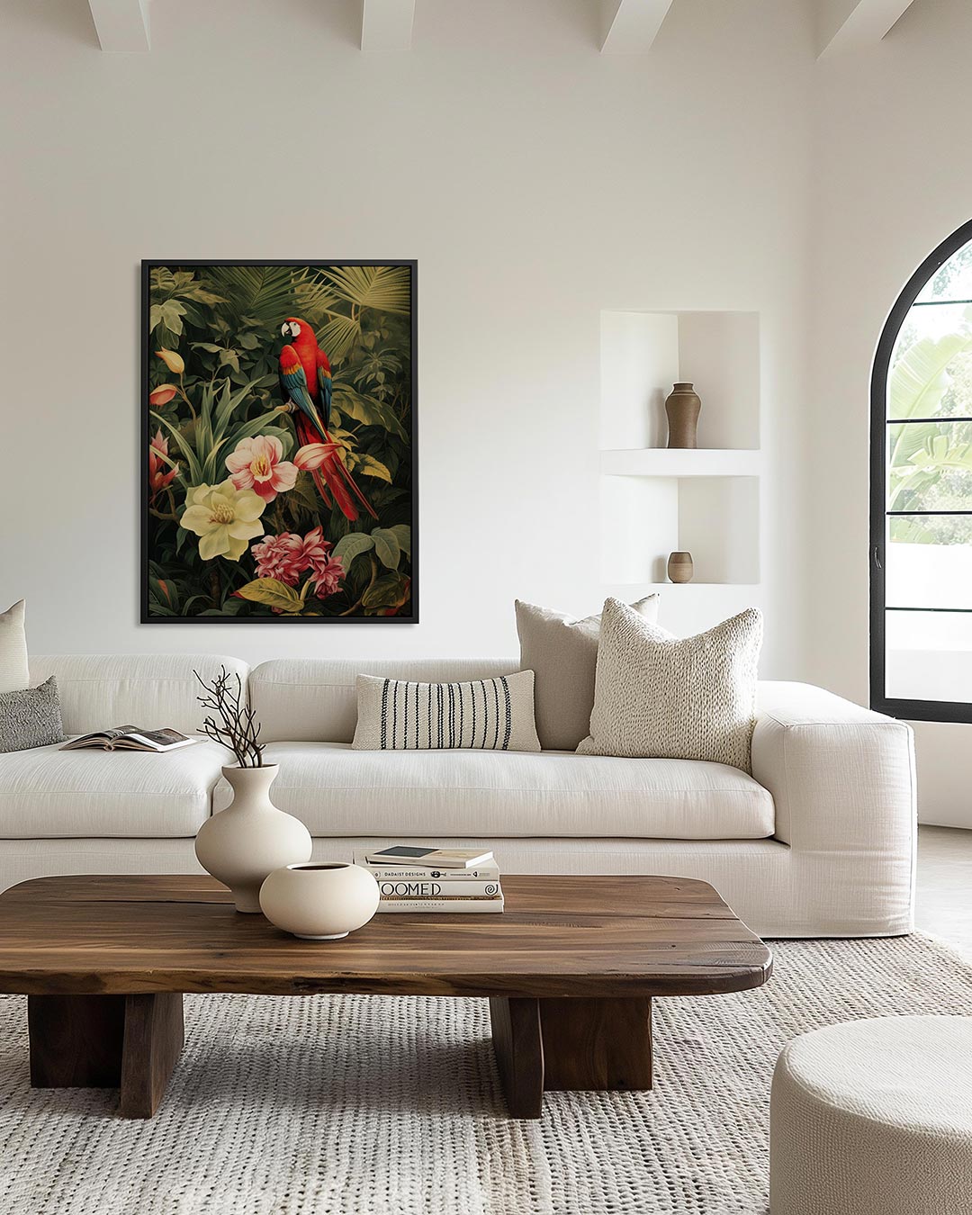 Exotische vogel en bloemen – staand wanddecoratie kunstwerk