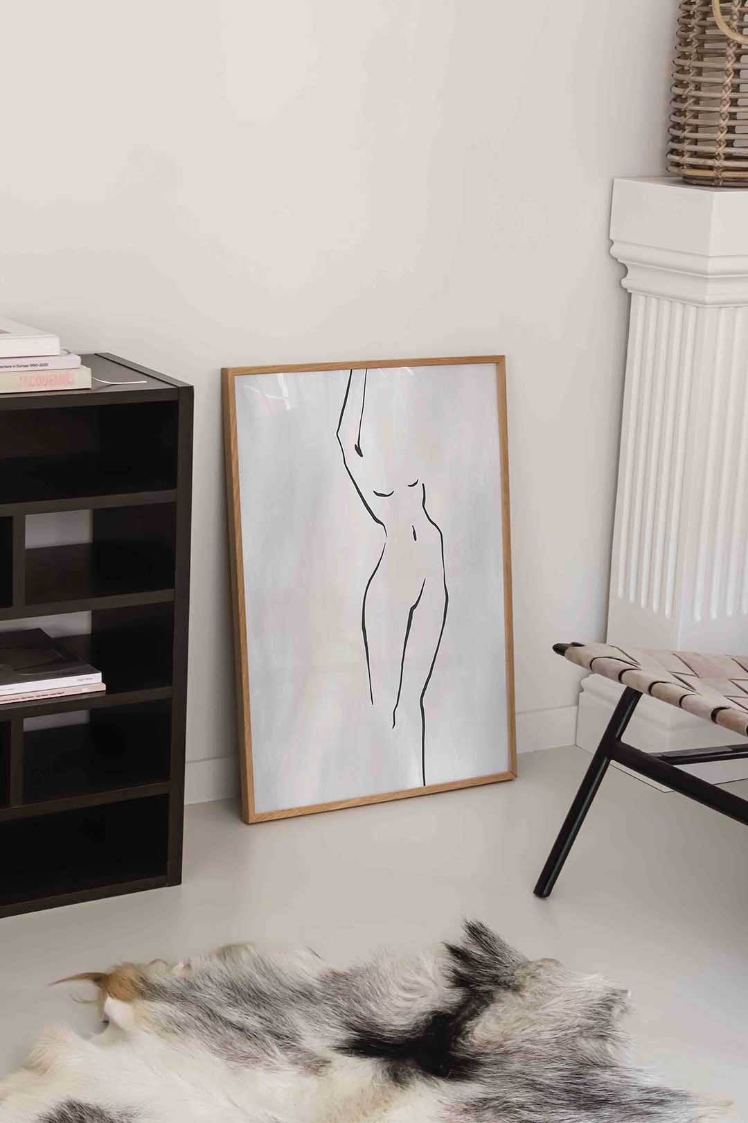 Minimalistische lijntekening – rustige abstracte wandkunst als portret poster