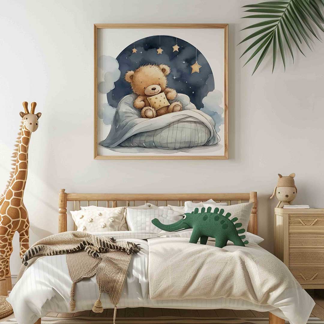 Slapende beer – vierkante kinderkamer wanddecoratie van WallArtistic