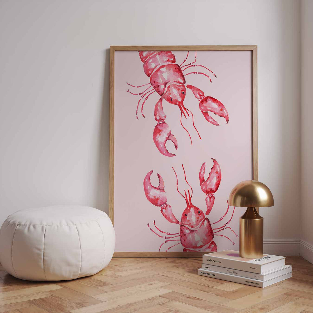 Waterverf Kreeften – dierenillustratie als portret poster