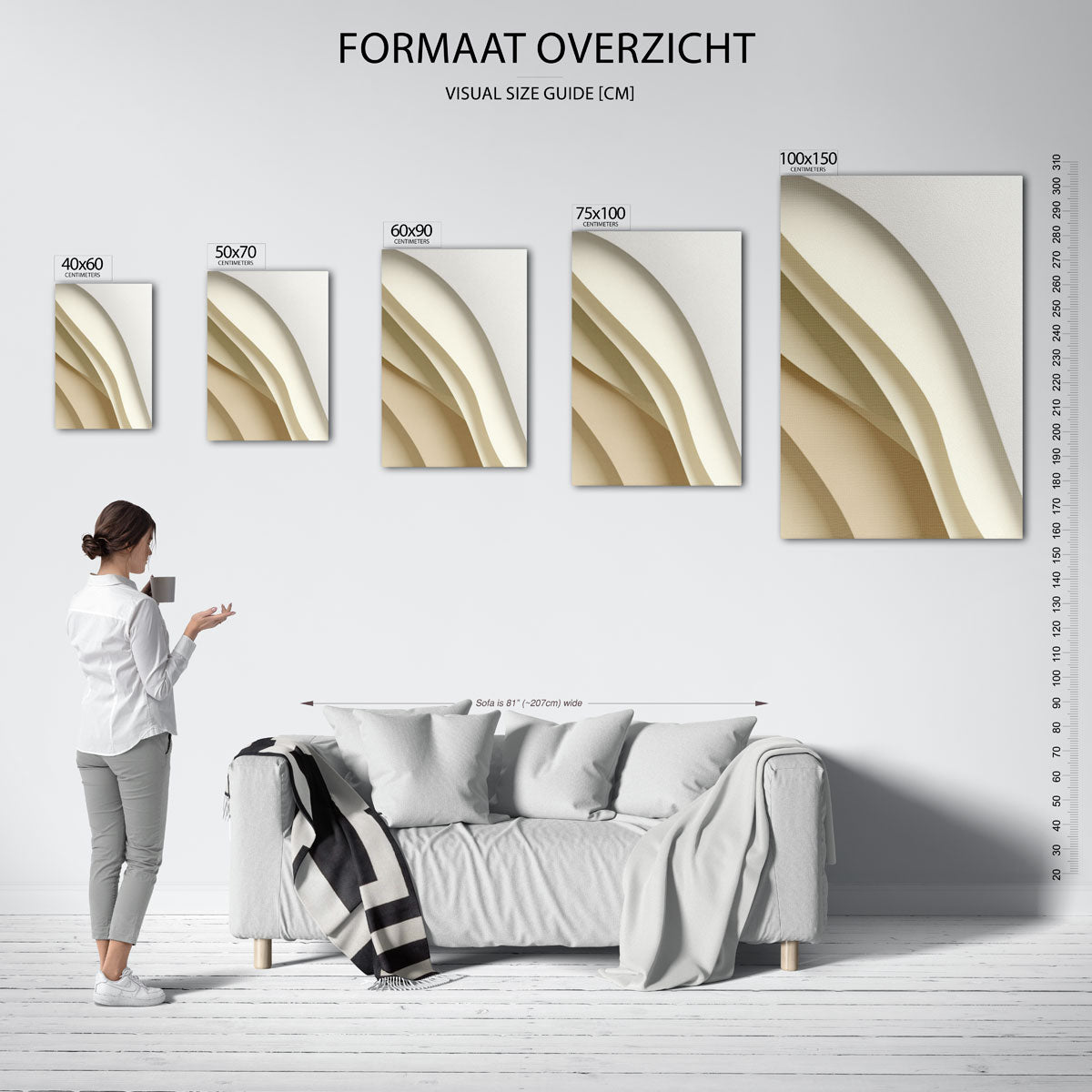 Golvende lijnen compositie – staande wanddecoratie van WallArtistic