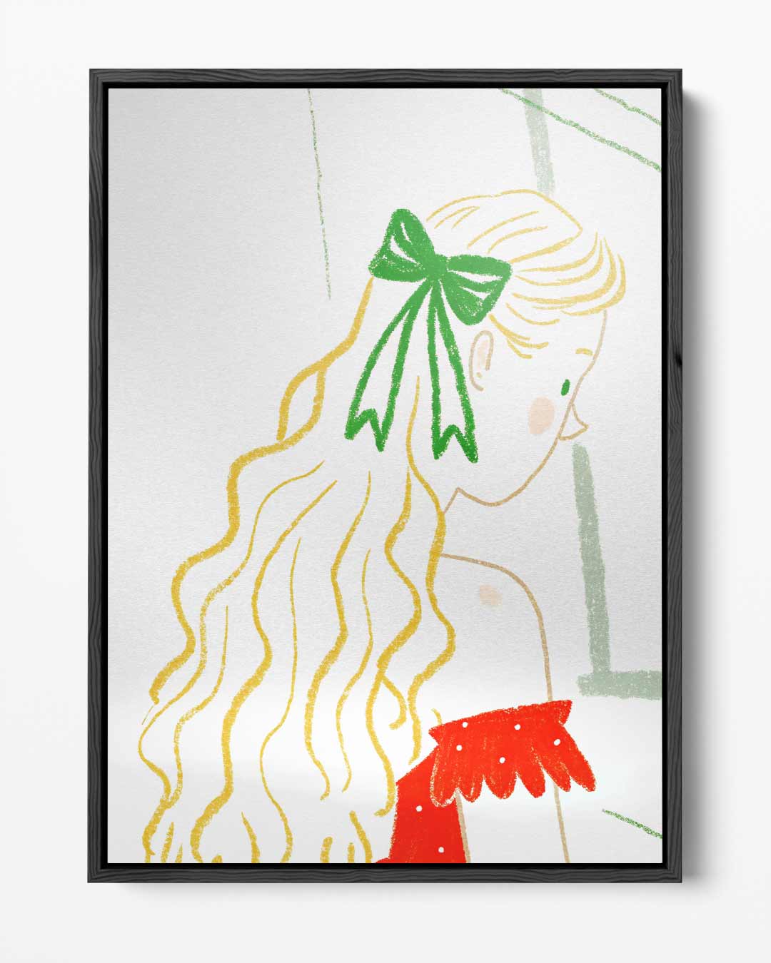 Meisje met Groene Strik – portret kunstwerk als wanddecoratie