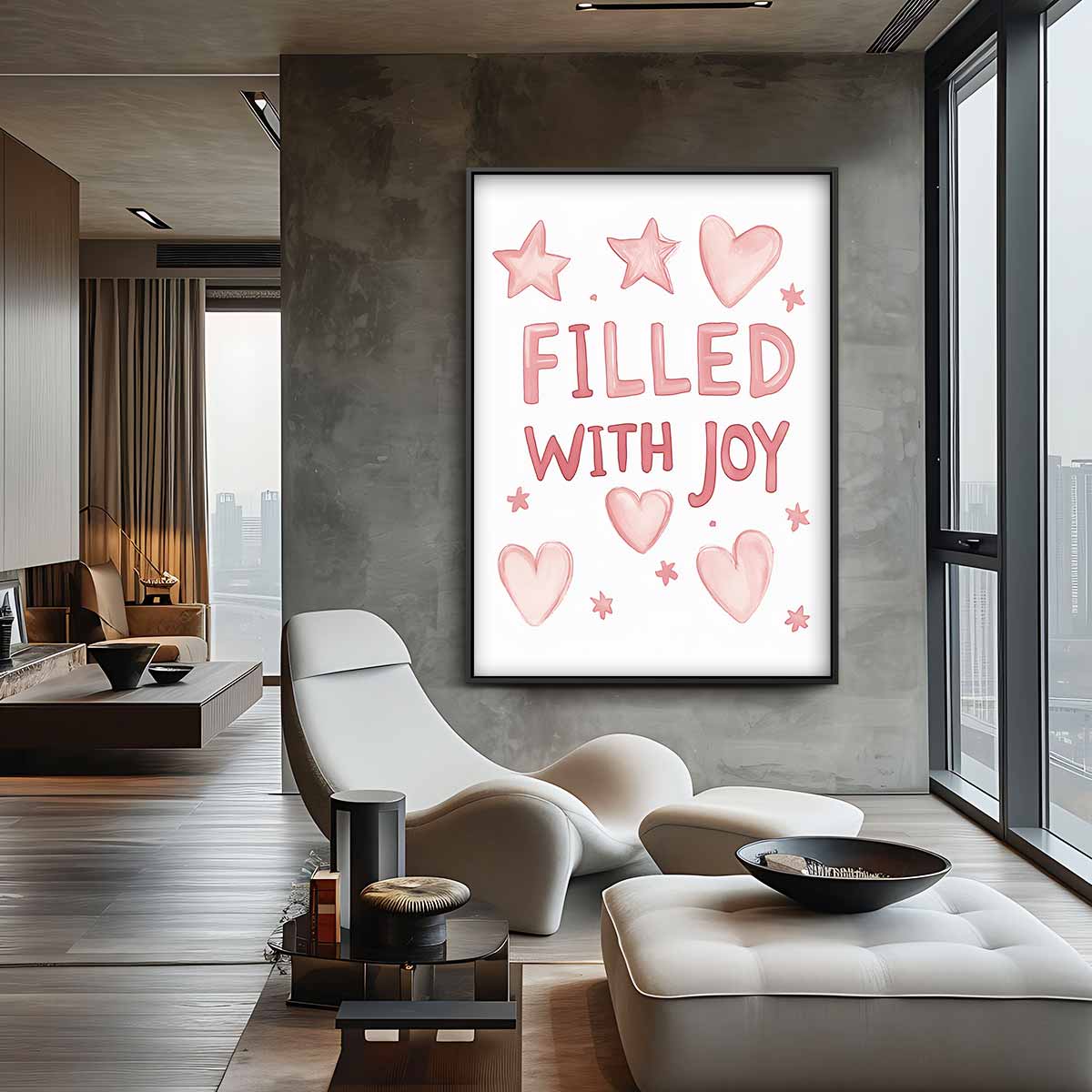 Gelukkig Gevuld Poster – canvas wanddecoratie in portret formaat