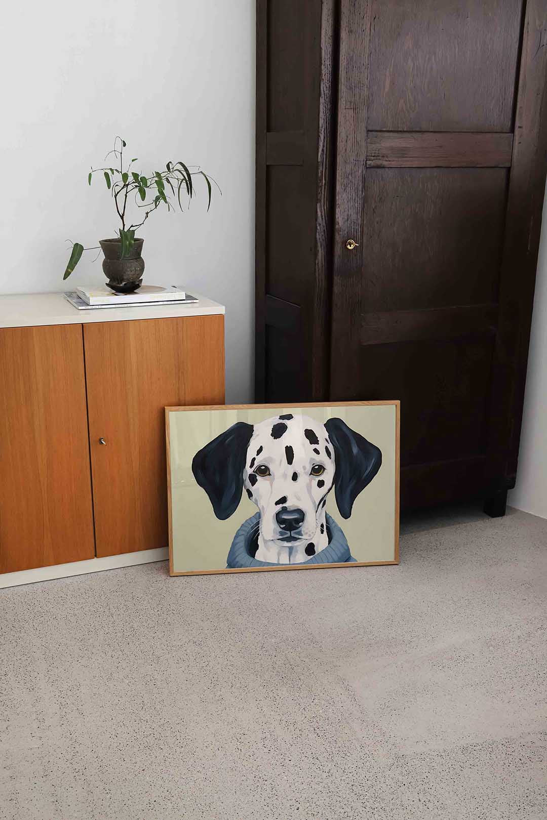 Dalmatier met trui – dierenillustratie als landscape poster