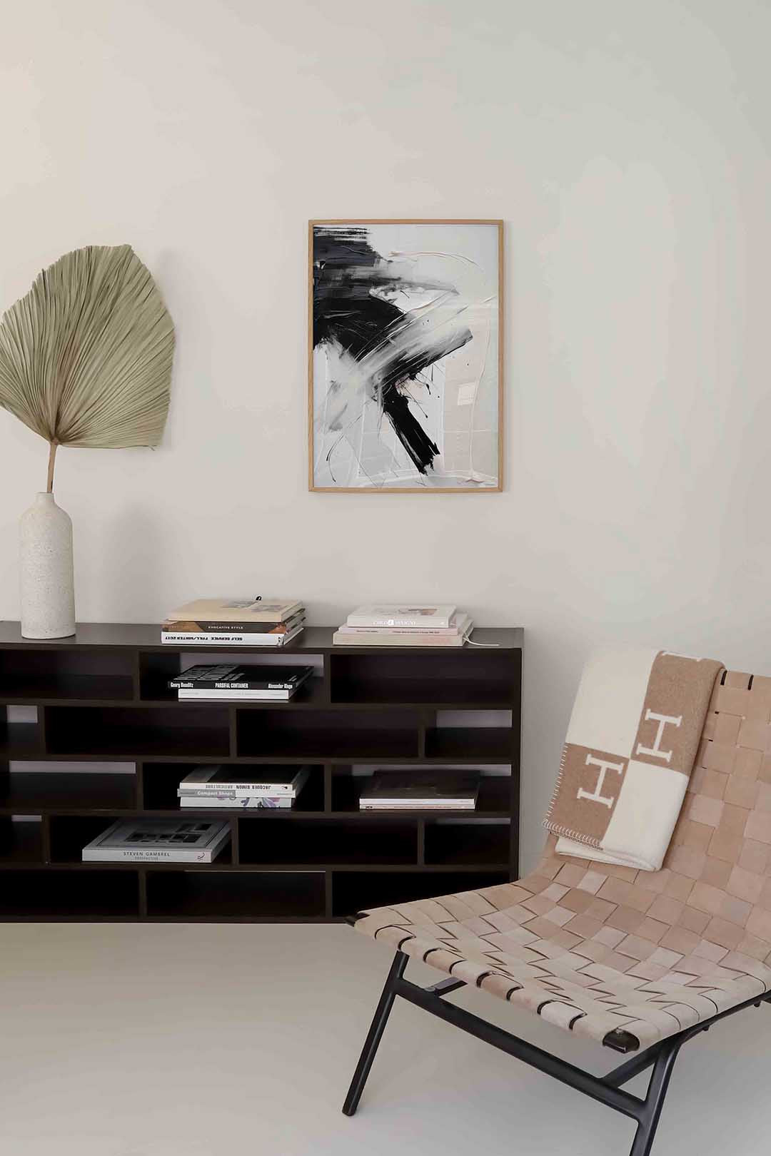 Abstracte zwart wit – zachte abstracte poster in staand formaat