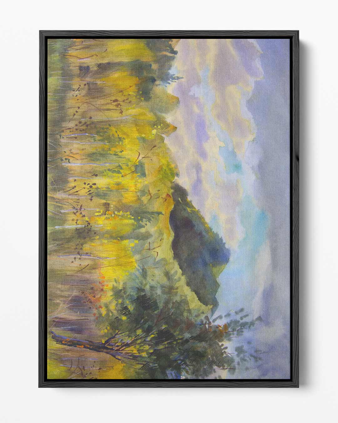 Veld met Kleurrijke Wolken – portret kunstwerk als wanddecoratie