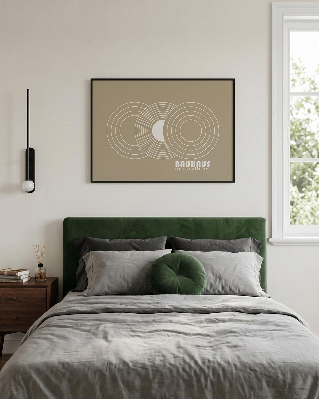 Cirkelvormen en lijnen – liggende Bauhaus poster voor aan de muur