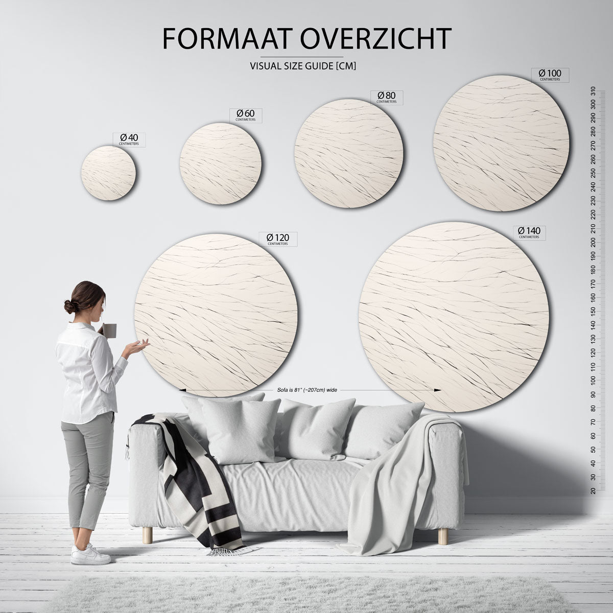 Lijnenpatroon – abstracte wandkunst als muurcirkel van WallArtistic