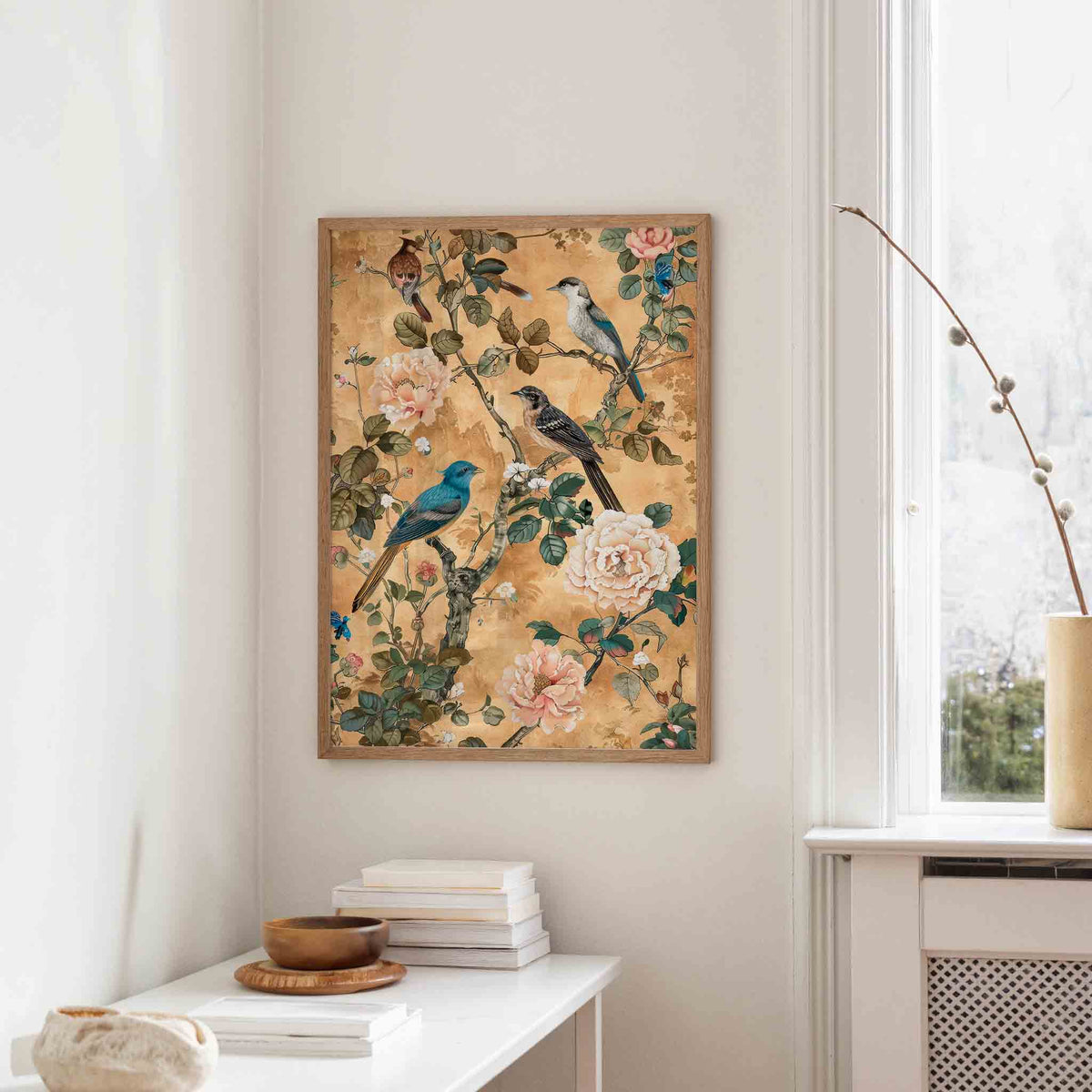 Vogels en bloemen – staande design wanddecoratie van WallArtistic