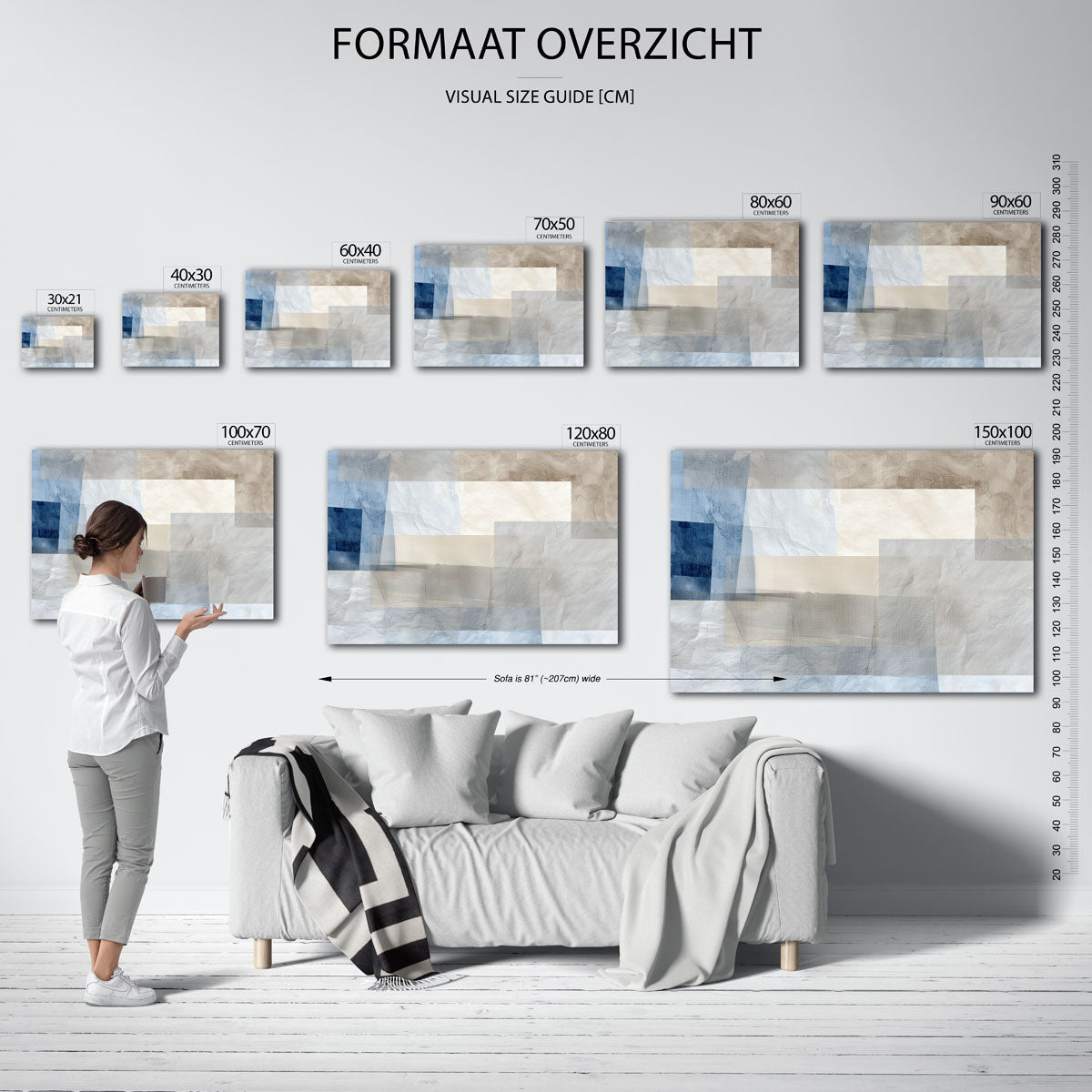 Abstracte lagen – liggende muurposter met abstracte vormen