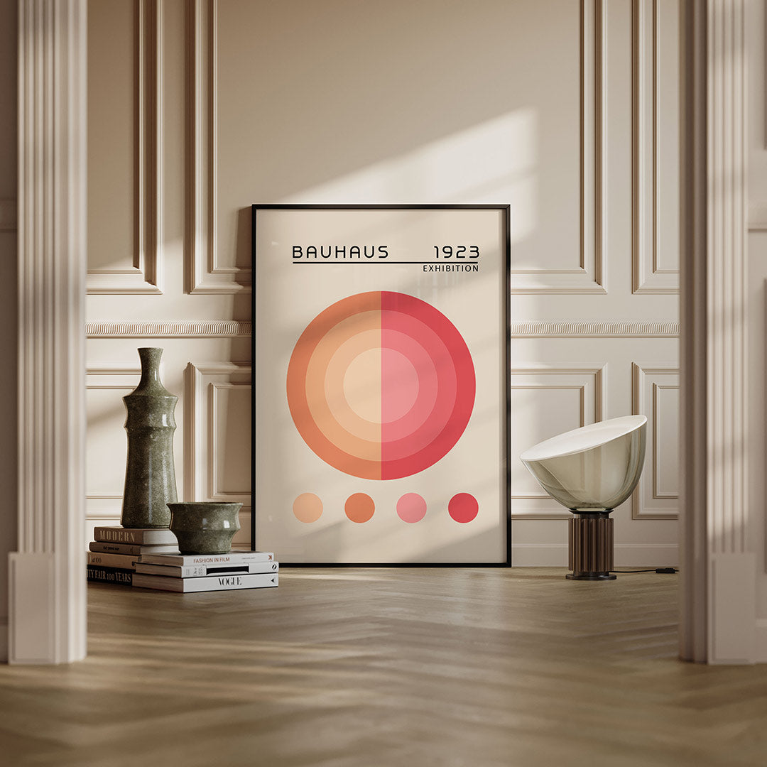 Cirkelvormen en kleur – moderne Bauhaus wandkunst als poster