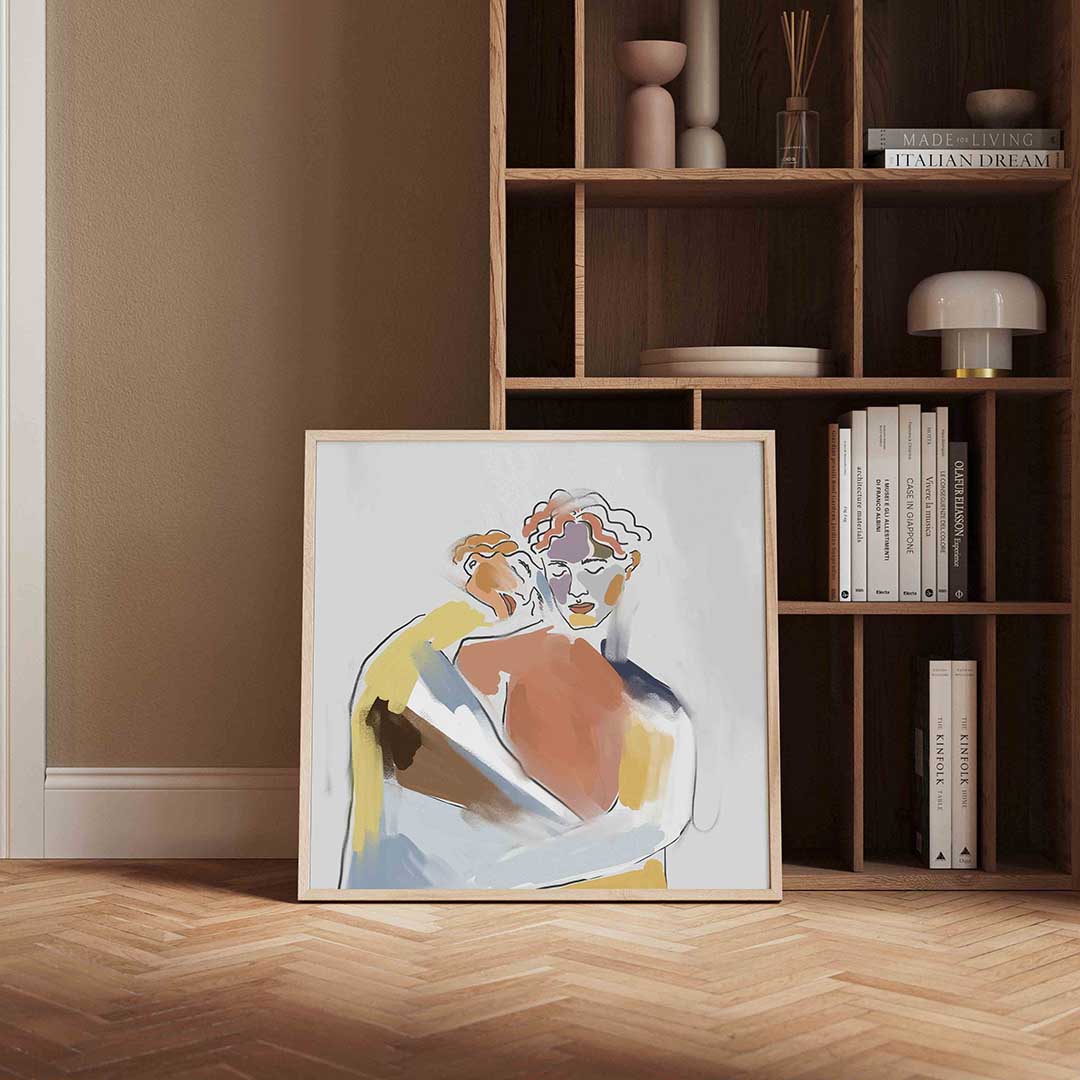 Abstracte figuren – kleurrijke vierkante wanddecoratie van WallArtistic