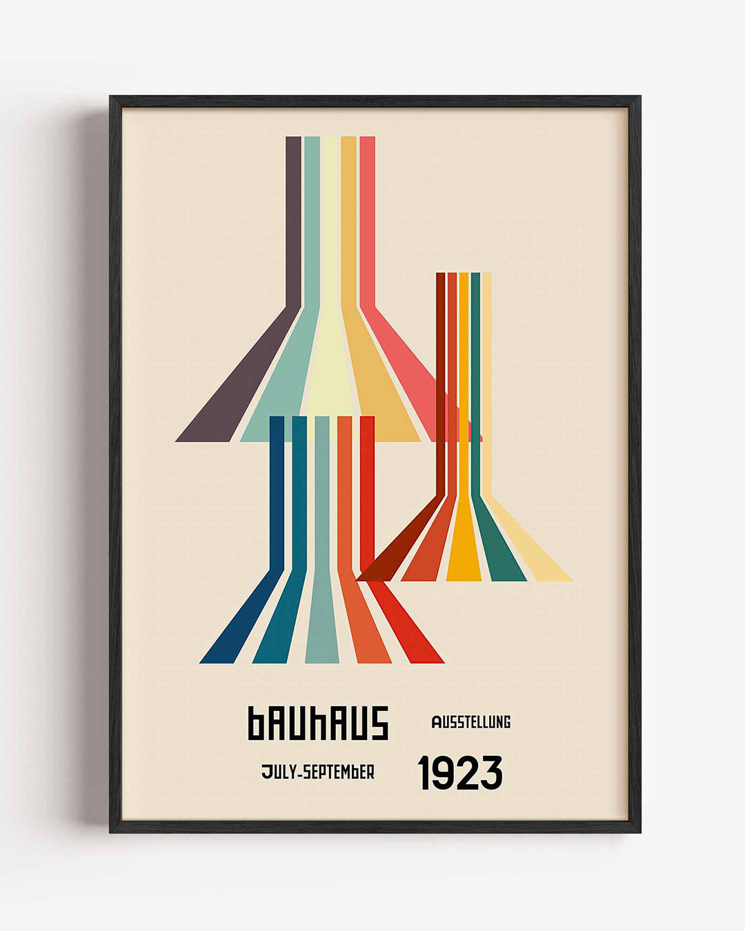 Kleurrijke lijnen – staande Bauhaus poster als wanddecoratie