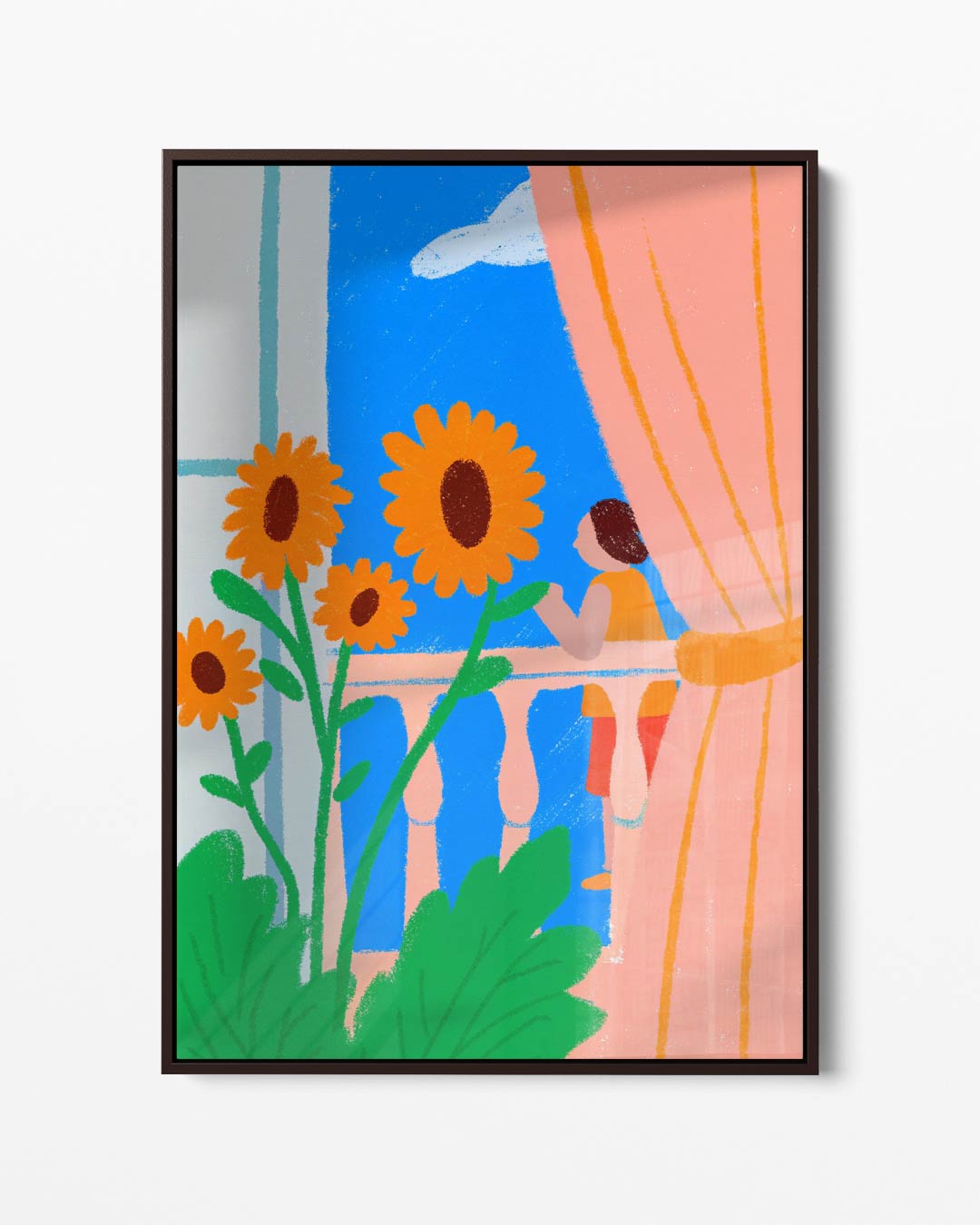 Zomerse Balkonmomenten – portret kunstwerk als wanddecoratie