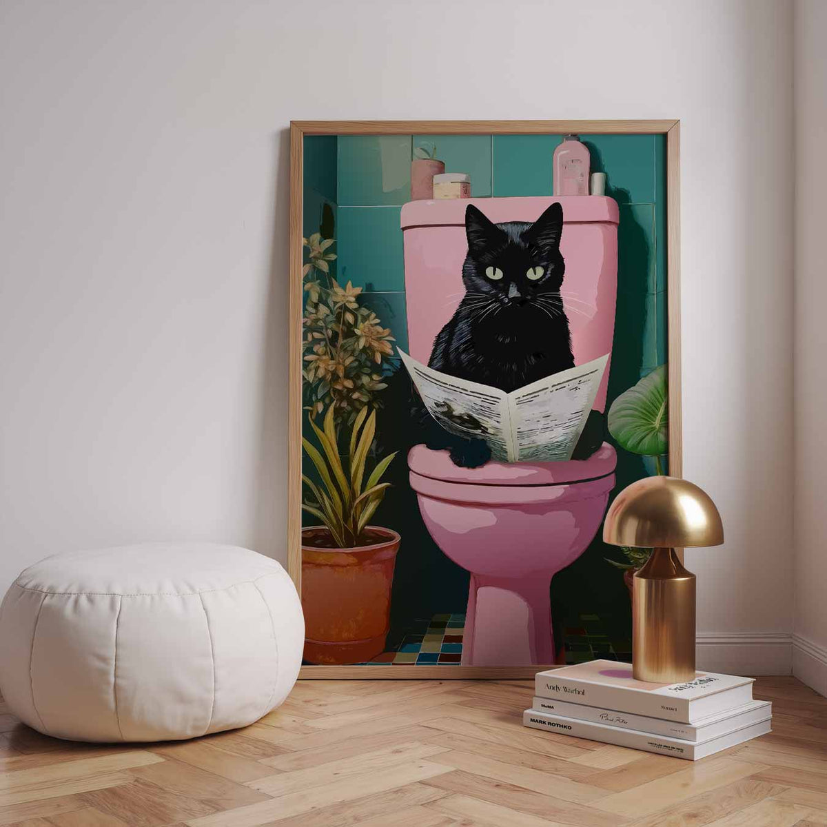Kat op Toilet – dieren poster in staand formaat