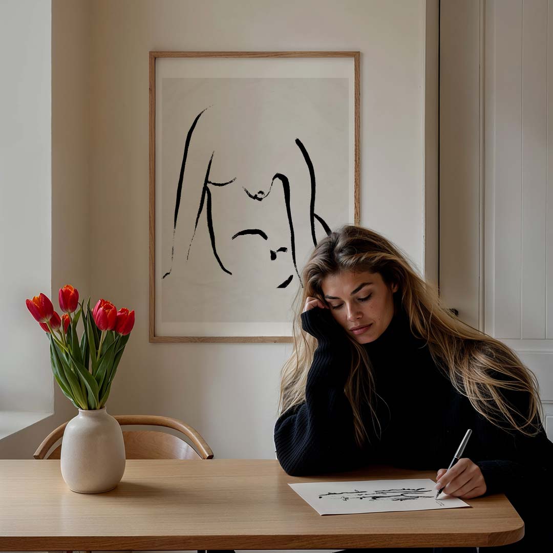 Minimalistische Lichaamsschets – lijntekening poster in staand formaat