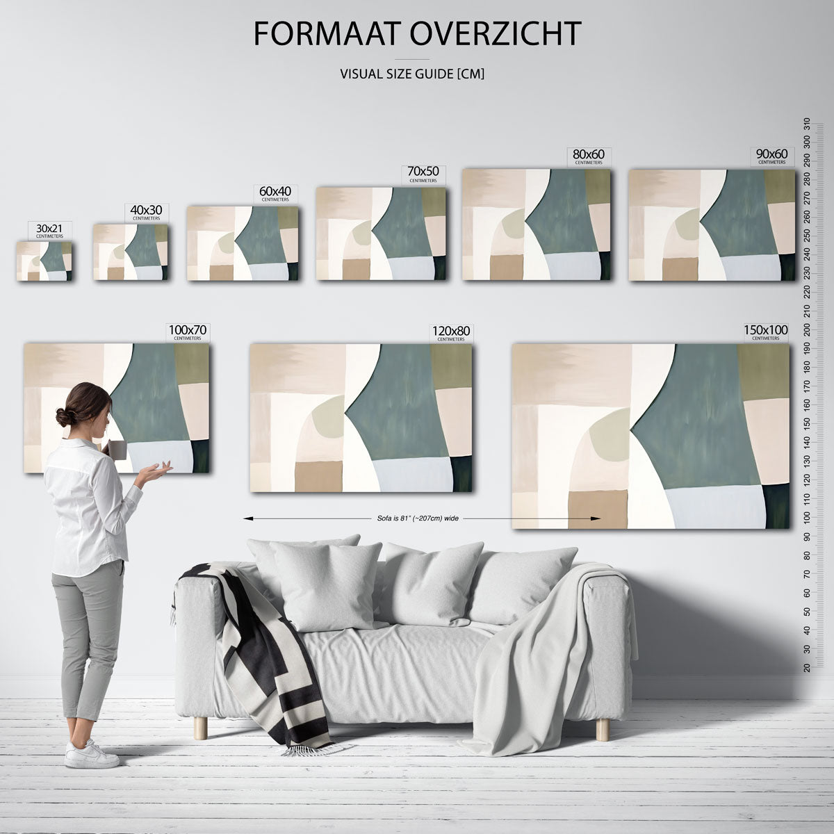 Abstracte vormen – liggende muurposter met kleurrijke abstracte vormen