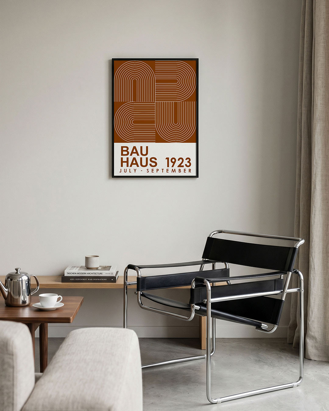 Lijnen en vlakkenspel – geometrische Bauhaus poster in staand formaat