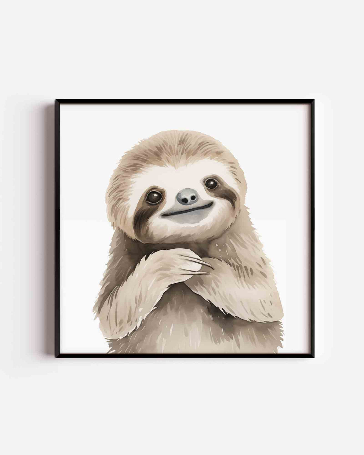 Lachende luiaard – vierkante kinderposter als wanddecoratie