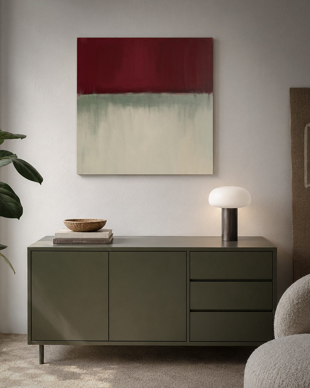 Horizontale kleurenlagen kunstwerk – detailweergave – dit werk toont een compositie van horizontale kleurvlakken. De bovenste