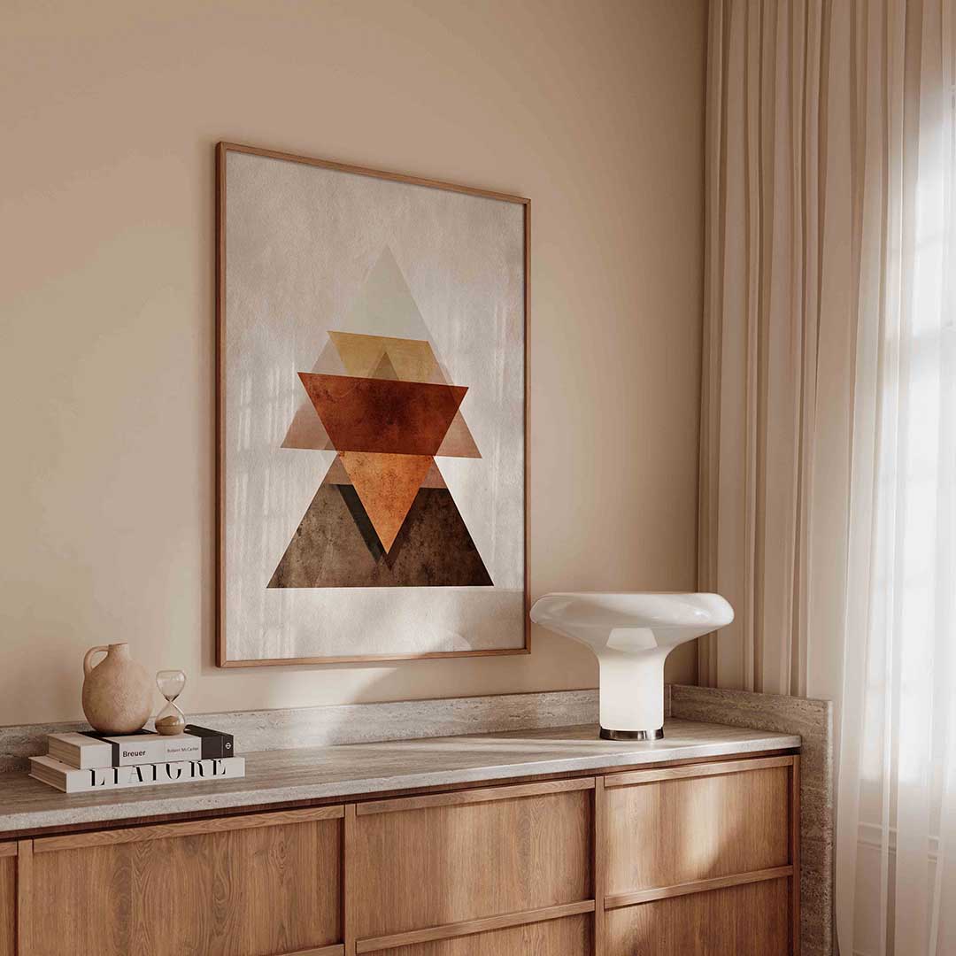 Geometrische driehoeken – abstracte poster in staand formaat