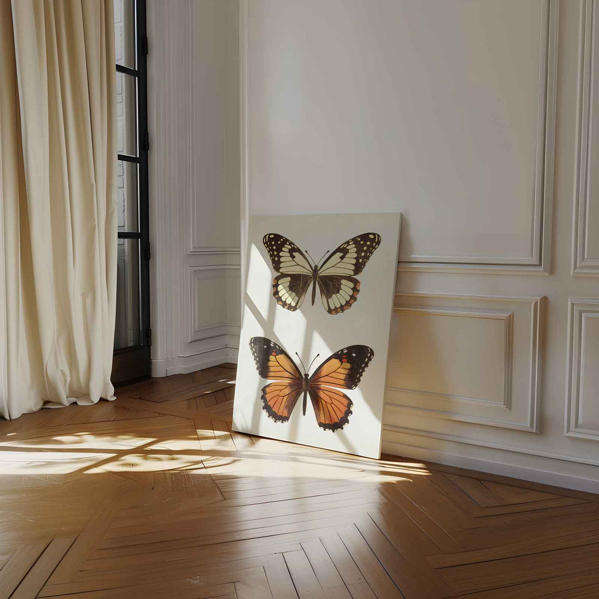 Vintage Vlinder Illustratie – canvas wanddecoratie in portret formaat