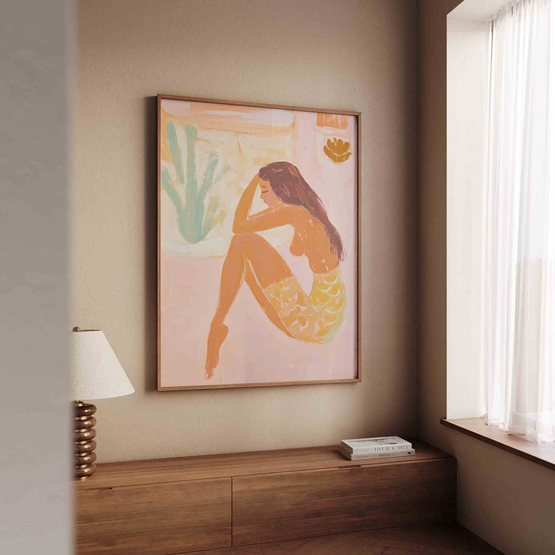 Zittende vrouw – tropische wandkunst als portret poster