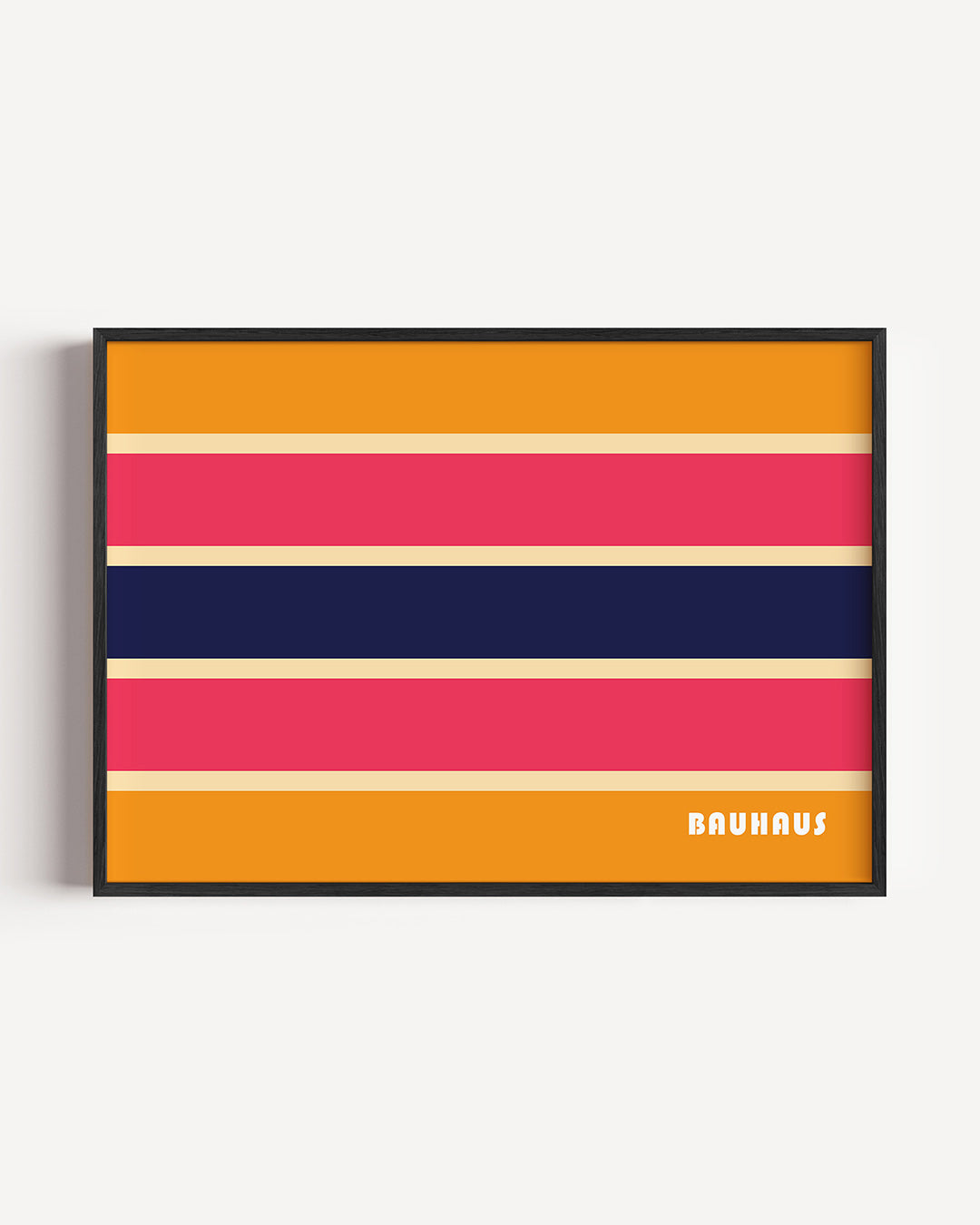Strepen en kleurvlakken – liggende Bauhaus poster als wanddecoratie
