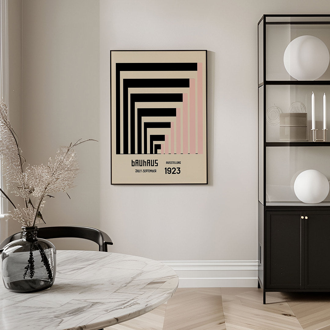 Lijnen en vlakkenspel – geometrische Bauhaus poster in staand formaat
